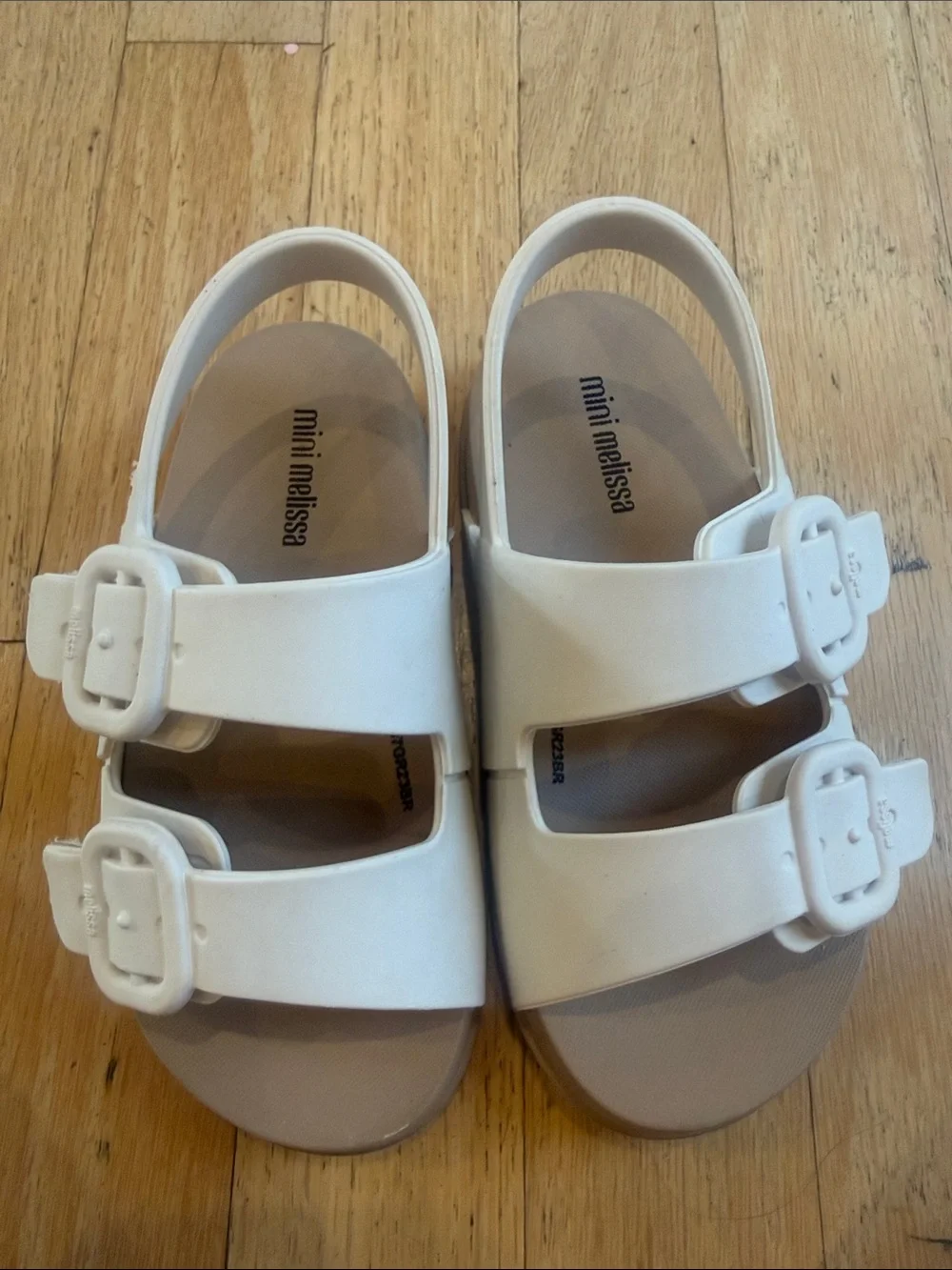 Mini Melissa White Double-Buckle Kids Sandals